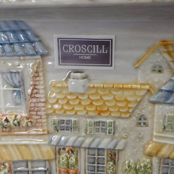 New Croscill Ceramic Village Square Rectangular Vanity Tray 13" - Picture 5 of 6